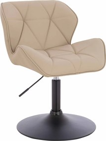 HR111N Scaun Crem Piele Ecologica Premium Soft cu Bază Neagră