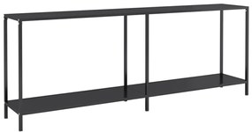 331707 vidaXL Masă consolă, negru, 200x35x75,5 cm, sticlă securizată
