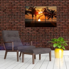 Tablou cu palmier în apus de soare (90x60 cm)