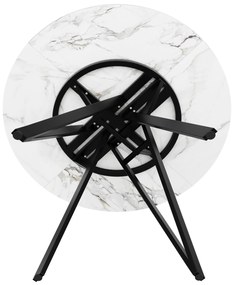 Masă rotundă pentru 4 persoane, Alb+Negru | Aosom Romania