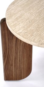 Măsuță de cafea rotundă Manios 50 cm - travertin / nuc