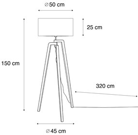 Lampă de podea neagră cu abajur din catifea bronz 50cm - Puros