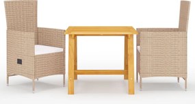 vidaXL Set de masă pentru grădină, 3 piese, bej