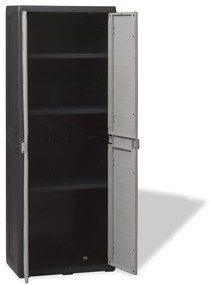 Dulap de depozitare pentru gradina, cu 3 rafturi, negru si gri 65 x 38 x 171 cm, negru si gri, 1, negru si gri
