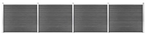 Set panouri gard, 699x146 cm, negru, WPC 1, Negru, 699 x 146 cm