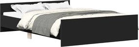 vidaXL Cadru pat cu tăblie de cap/picioare, negru, 120x190 cm