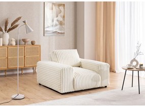 Fotoliu crem cu tapițerie din catifea reiată Justin – Ropez