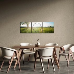 Tablou cu lunca în vară (cu ceas) (90x30 cm)