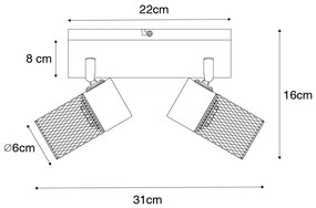 Spotlight industrial negru cu 2 lumini reglabile - Jim