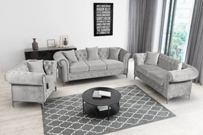 Fotoliu de lux, stofă gri deschis Velvet, ROMANO