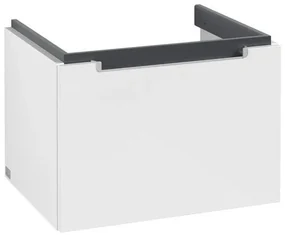Set mobilier 58.7cm Villeroy&amp;Boch Subway 2.0 alb lucios, cu lavoar Subway 2.0, A68700DH+7113F001