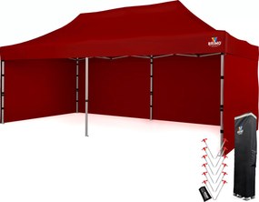 Cort de nuntă 3x6 m din aluminiu – Elegant și de montare rapidă - cu 3 pereți - Roșu