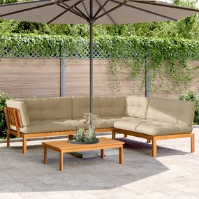 3209501 vidaXL Set canapele de grădină cu perne din paleți 4 piese lemn acacia