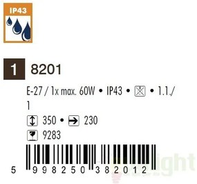 Aplica de perete exterior IP43, down light, alb Velence 8201 RX
