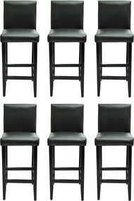 vidaXL Scaune de bar, 6 buc., negru, piele ecologică