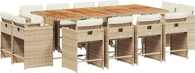 vidaXL Set mobilier de grădină cu perne, 13 piese, bej, poliratan