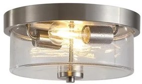 Plafoniera baie metal argintiu satin sticla IP44 Preston 2L