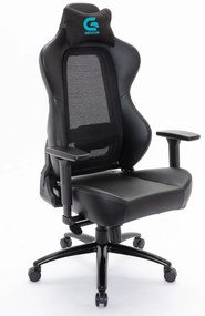 Scaun Hybrid Ergo Gaming, suport lombar reglabil, spătar Mesh, cotiere 3D, înclinare 90- 180°, rezistent 150 kg, Negru