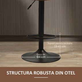 Scaune de bar vintage reglabile, set 2 piese 45x54x96-117cm, maro si gri HOMCOM | Aosom RO