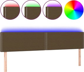 vidaXL Tăblie de pat cu LED, maro închis, 200x5x78/88 cm, textil