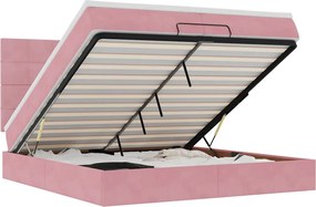 vidaXL Cadru de pat otoman cu saltele Roz 200x200cm catifea