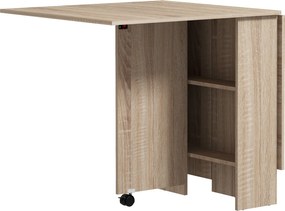 HOMCOM Masă Pliabilă Multifuncțională, Rafturi și Rotile, Bucătărie, Design Compact | Aosom Romania