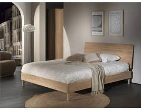Pat Dublu Forrest Oak, 180x200 cm, din Lemn Masiv de Stejar, Natur – Vipack
