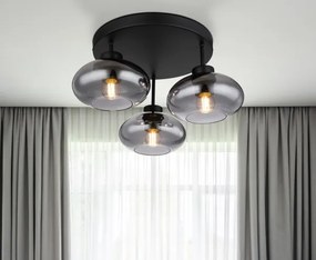 Globo 15572-3D - Plafonieră aplicată SHAUN 3xE27ILLU/40W/230V neagră
