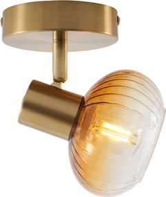Spotlight modern auriu cu sticlă rotundă chihlimbar - Teddy