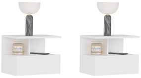 Set 2 Noptiere suspendate Kabi, 1 Usa, Alb, 45 x 30 x 34 cm