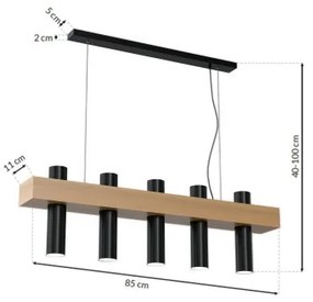 Lustră pe cablu WEST 5xGU10/25W/230V negru