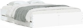 vidaXL Cadru pat cu sertare alb extralucios 140x190 cm, lemn prelucrat
