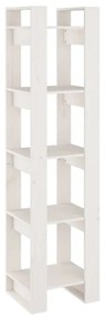 813870 vidaXL Bibliotecă/Separator cameră, alb, 41x35x160 cm, lemn masiv pin