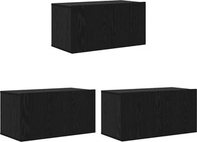 vidaXL Set comodă TV 3 pcs Negru 60 x 30 x 30 cm Lemn compozit