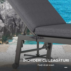 Outsunny Set de 2 Perne pentru Șezut și Spătar, Înlocuire Perne pentru Scaune de Patio, Perne cu Șnururi pentru Interior și Exterior, Gri | Aosom Romania