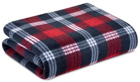 Pătură fleece CAROURI vinului 150 x 200 cm