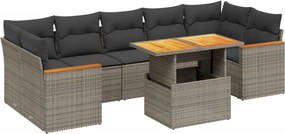 vidaXL Set canapele de grădină cu perne, 8 piese, gri, poliratan