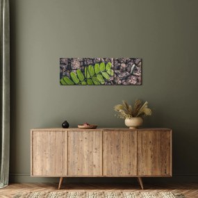 Tablou cu planta verde (cu ceas) (90x30 cm)