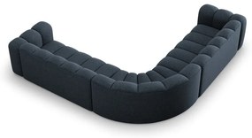 Colțar modular albastru cu tapițerie din chenille Lupine – Micadoni