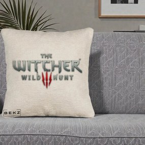 Perna Personalizata The Witcher 3 Wild Hunt, 40x40 cm, Bej Canapea, Husa Detasabila, Perna Inclusa, BEKZ®