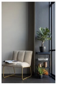 Fotoliu cu structură aurie WOOOD Fie, bej