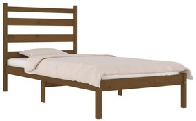 Cadru de pat Small Single 2FT6 maro miere 75x190 cm lemn masiv maro miere, 75 x 190 cm