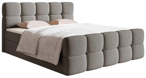 Pat matrimonial continental 140 cm Cirsten 140C (cu somieră și saltea) (cu sp. depozitare) (Gri). 1100163