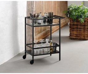 Măsuță de servire cu roți din sticlă 42x70 cm Bronco – Unique Furniture