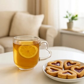 Set de căni de sticlă Altom Heart, 310 ml, 6 buc.