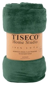 Cuvertură verde-închis din micropluș pentru pat dublu 220x240 cm Cosy - Tiseco Home Studio