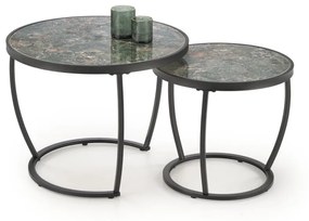 Set 2 mese de cafea Ines marmura verde/negru