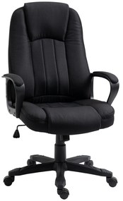 Fotoliu Birou cu Masaj, Interfata USB si Inaltime Reglabila, Tesatura efect in, Roti pivotante 60x74x106-116cm, Negru Vinsetto | Aosom Romania
