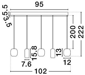 Lustra cu 5 pendule metal negru, maro, verde MARLIN