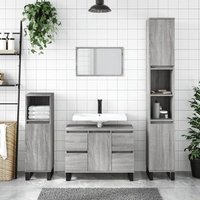 vidaXL Dulap de baie, gri sonoma, 30x30x100 cm, lemn prelucrat